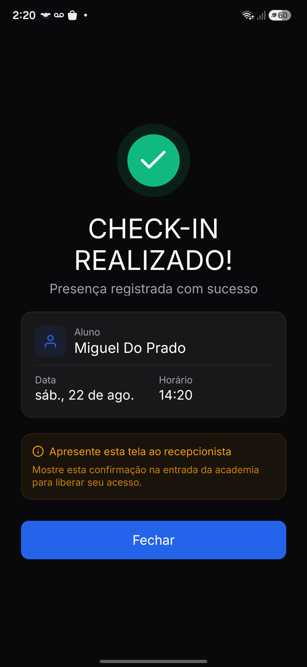 Check-in instantâneo